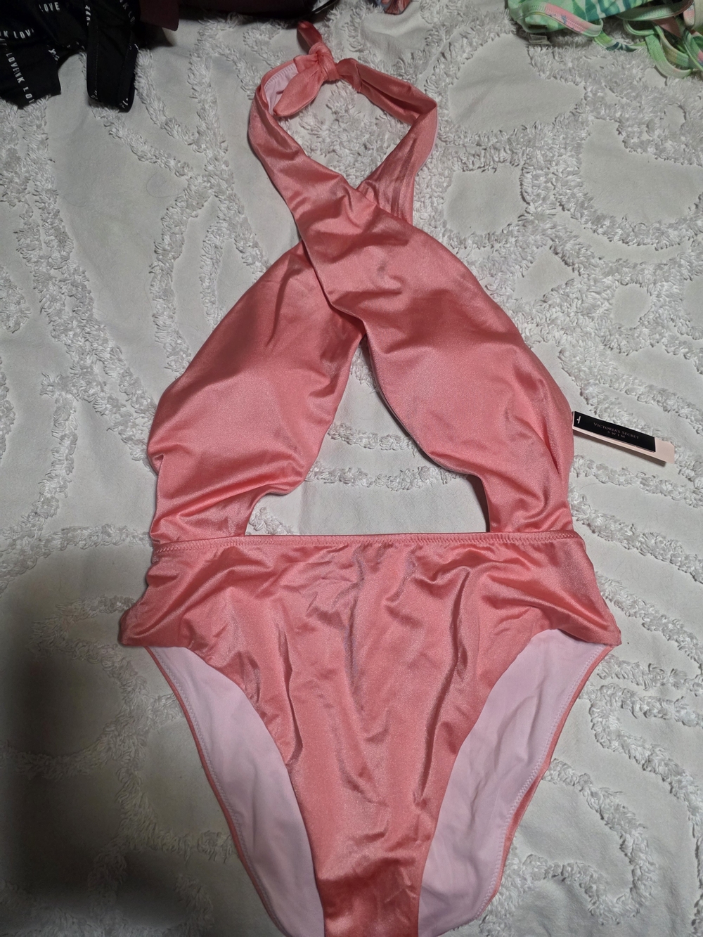 Victoria's Secret Coral Pink One-Piece Swimsuit Large NWT - Picture 2 of 6